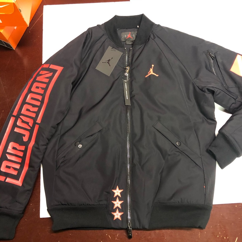 Nike Air Jordan Sportswear 1 Bomber Jacket Black - Picture 2 of 6
